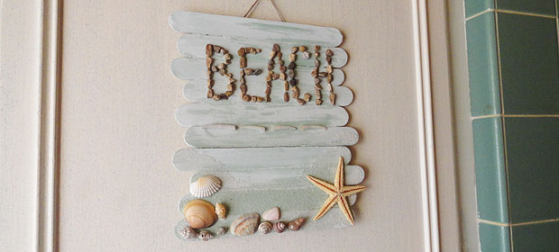 Craft Stick Beach Plaque