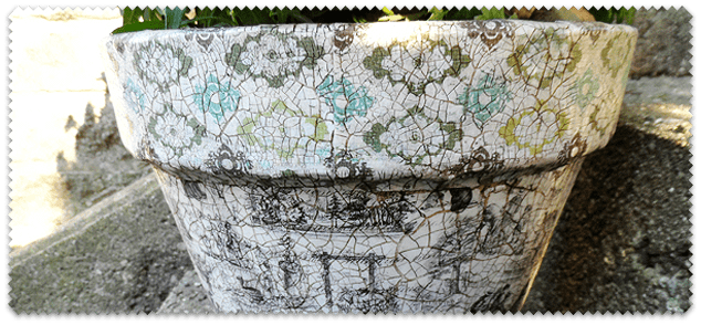Vintage Crackled Flower Pot