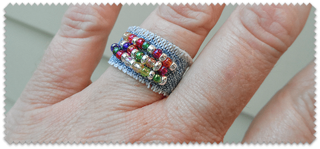 Denim Beaded Ring