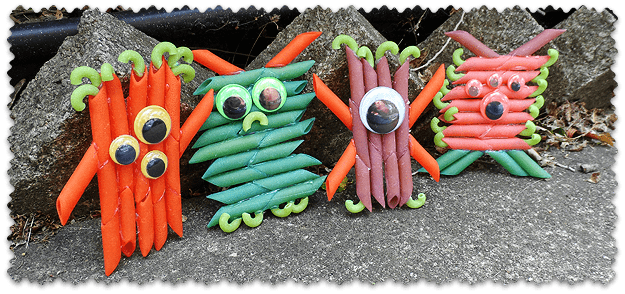 Colorful Pasta Monsters