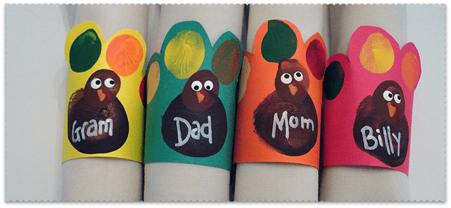 Fingerprint Turkey Napkin Rings