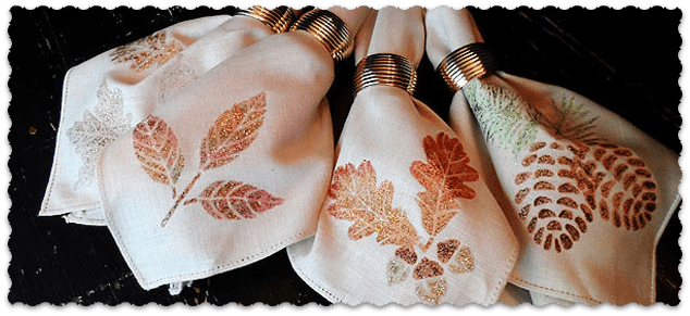 Napkins: Glitter Leaves & Acorns