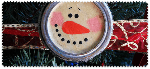 Antiqued Canning Lid Snowman