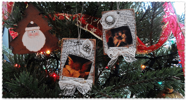Vintage Crackled Cherub Ornaments