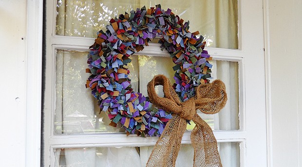 Colored Denim Scrap Wreath