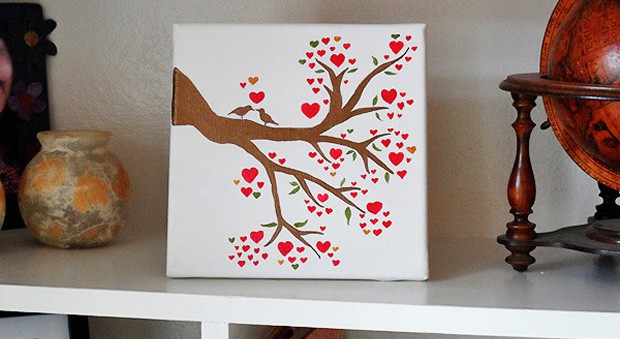 Love Birds in a Heart Tree
