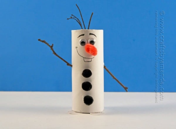 Cardboard Tube Olaf: Snowman from Frozen by Amanda Formaro of Crafts by Amanda