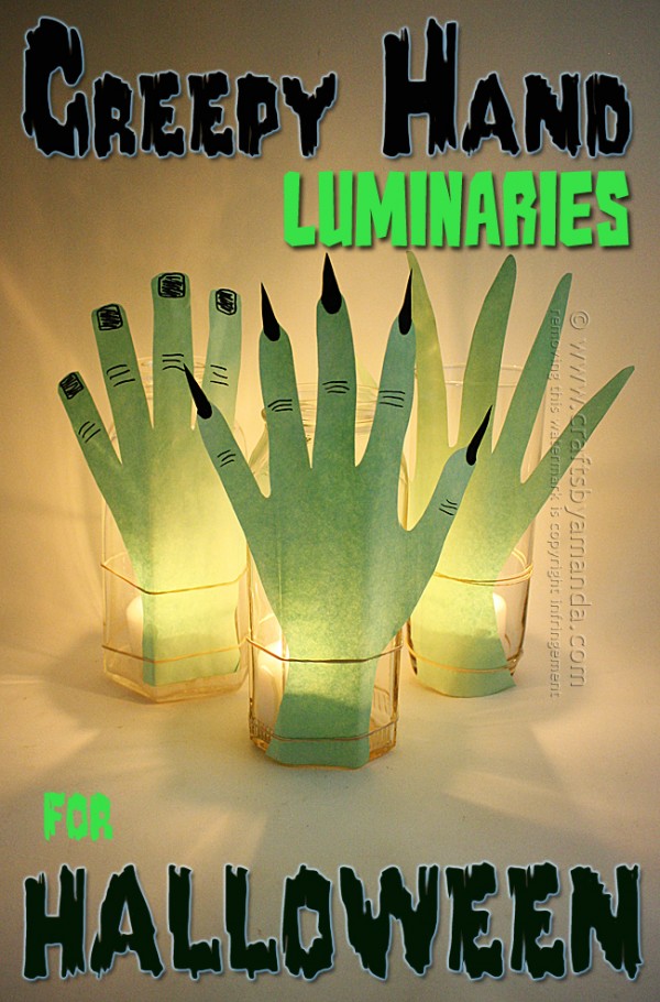 Luminares mão assustador para o Dia das Bruxas por Amanda Formaro de Artesanato por Amanda