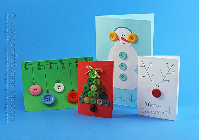Homemade Button Christmas Cards by Amanda Formaro, Crafts by Amanda