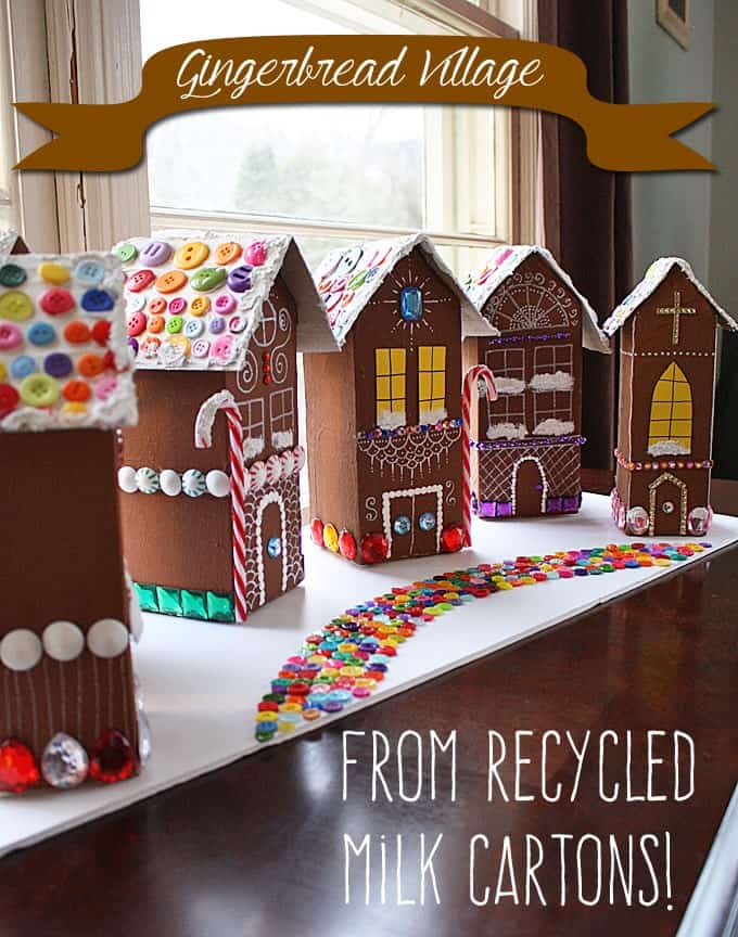 Recycled Village of Gingerbread Houses by Amanda Formaro of Crafts by Amanda