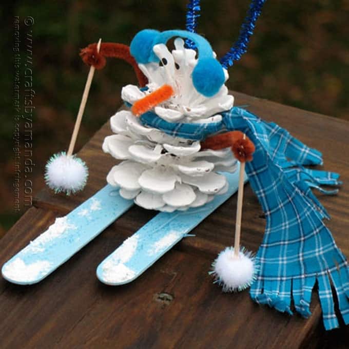 Pinecone Snowman Crafts By Amanda