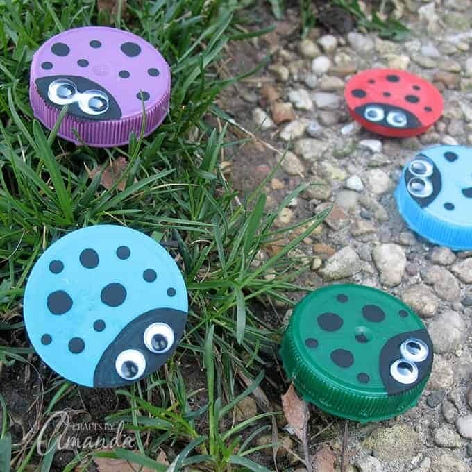Super cute plastic lid ladybugs