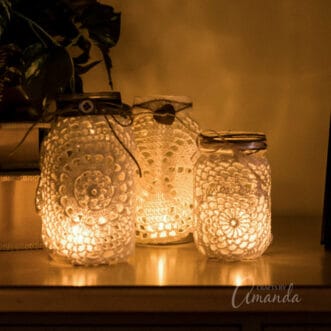 burlap doily luminaries