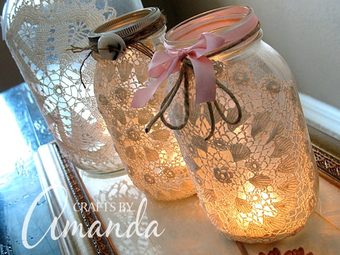 10  wedding jars NEW glass lace tealight rustic vase hessian 