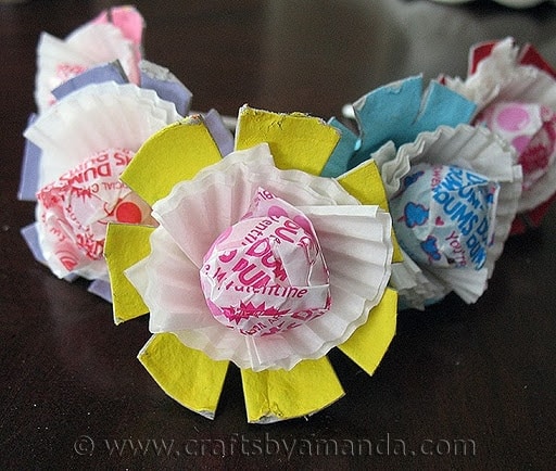 Valentine Egg Carton Lollipop Flowers