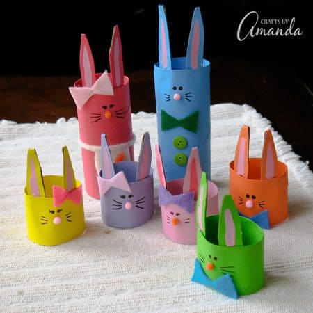 This cardboard tube bunny rabbit family is the perfect Easter craft to make with your kids. Choose bright and cheery colors to represent Spring!
