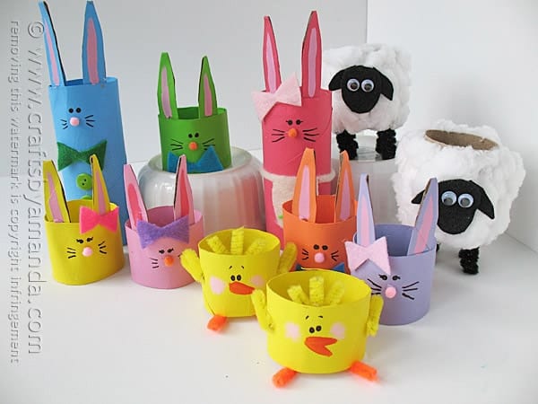 Cardboard Tube Easter Characters by @amandaformaro Crafts by Amanda