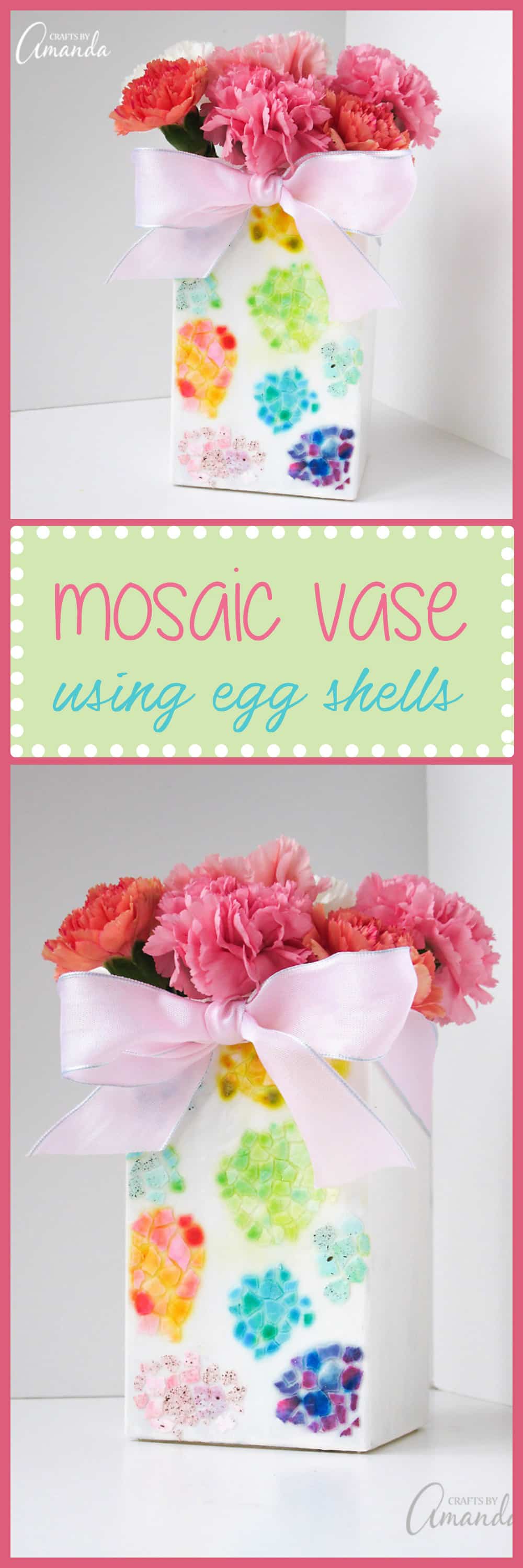 This egg shell mosaic vase is a pretty way to display those colorful Easter egg shells you created! Another fun Easter adult craft!