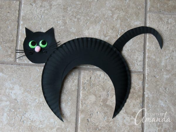 Paper Plate Black Cat - Crafts by Amanda - Paper Plate Crafts for Kids