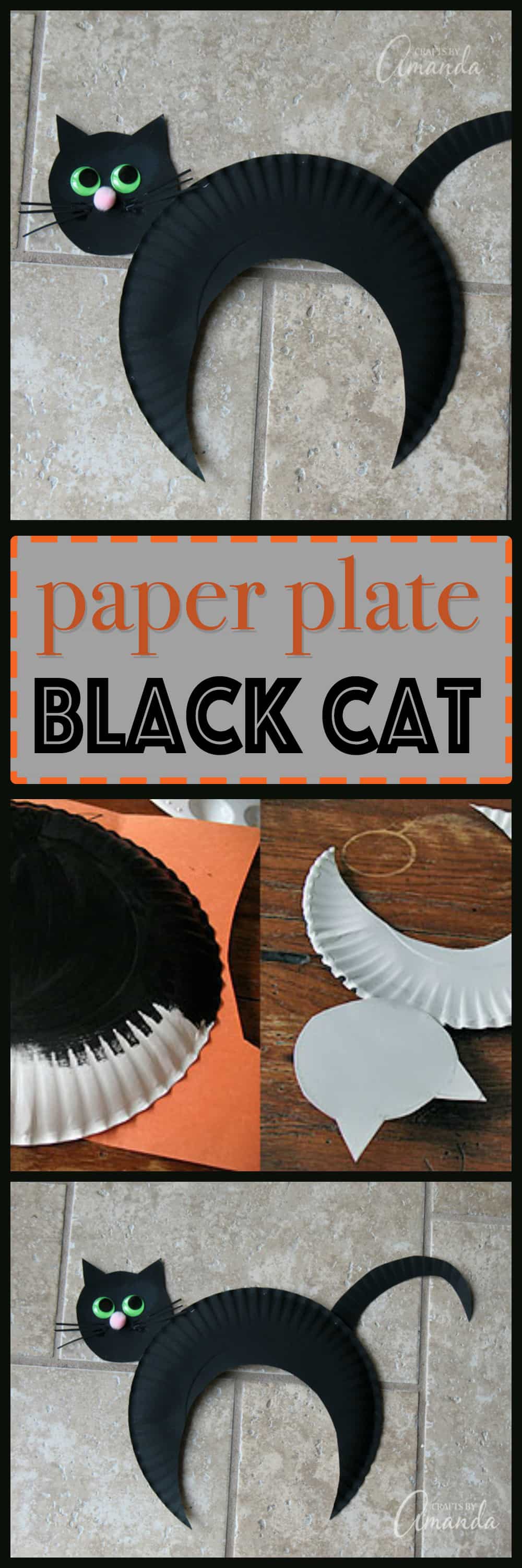 Paper Plate Black Cat - how to make this fun Halloween kid's craft