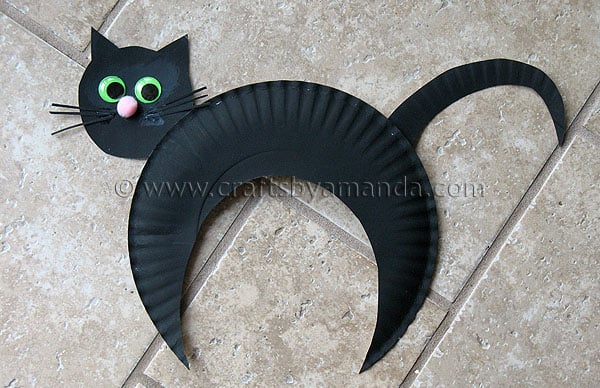 Paper Plate Black Cat - fun Halloween kid's craft