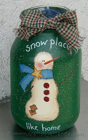 Snowman Painted Jar: Snow Place Like Home by Amanda Formaro