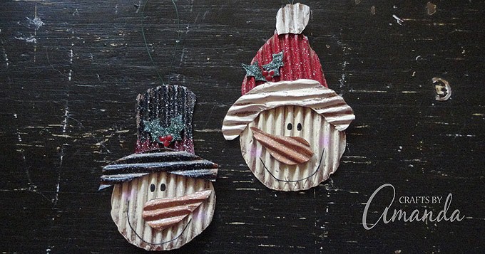 How to make corrugated cardboard snowman ornaments