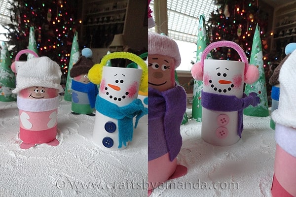 Adorable Yarn Wrapped Cardboard Tube Snowman Craft - Artsy Momma