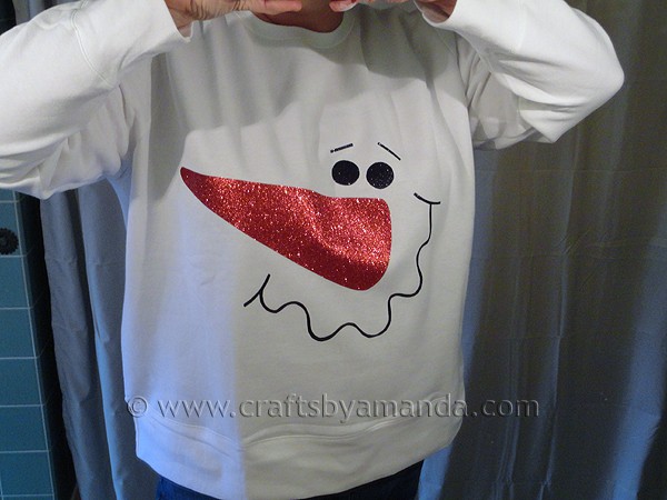 Iron On Glitter Snowman Shirt - Crafts by Amanda