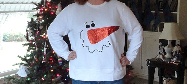 Iron On Glitter Snowman Shirt - Crafts by Amanda