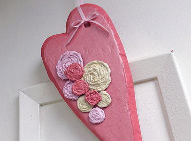 Valentine Rosette Heart Door Decoration