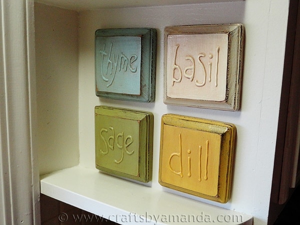 Rustic Faux Embossed Herb Plaques