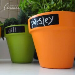 These chalkboard herb pots are a simple project with a bright and cheery outcome! They make great gifts for grandparents, Mother's Day, Teacher Appreciation Day or just for your own kitchen.