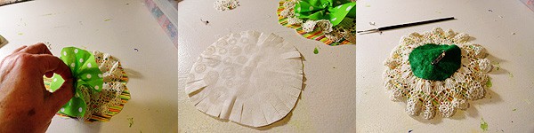 Doily & Fabric Flower Pin