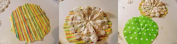 Doily & Fabric Flower Pin