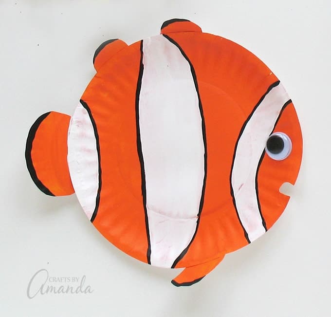 Orange striped clown paper plate fish