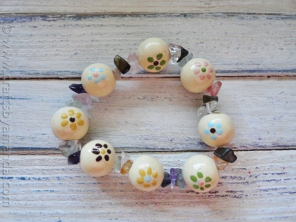 Flower Bracelet from Wooden Beads
