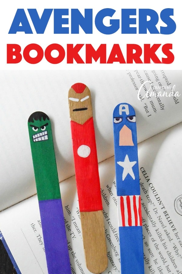 avengers bookmarks superhero craft made from craft sticks