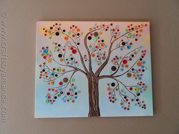 Vibrant Button Tree on Canvas