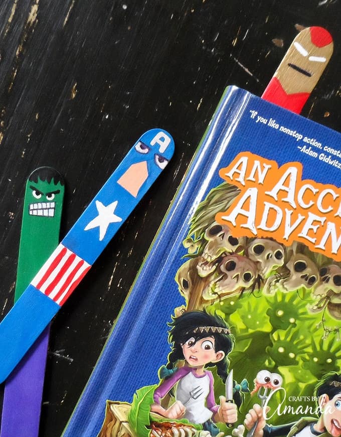 avengers bookmarks superhero craft made from craft sticks