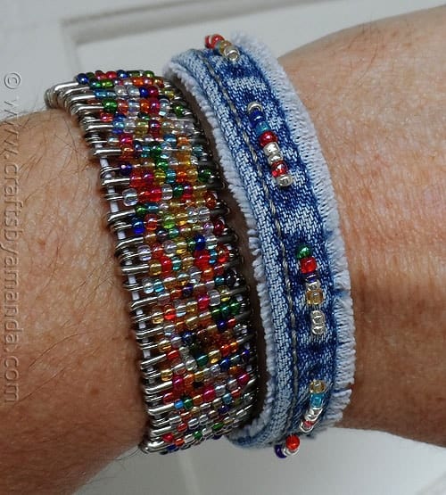 Recycled Denim Beaded Bracelet