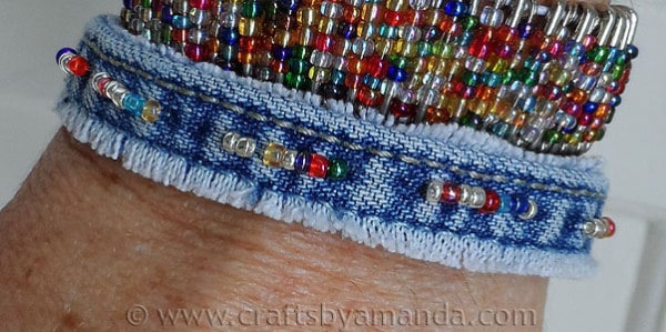 Recycled Denim Beaded Bracelet