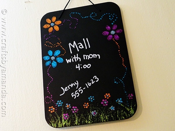 Glittery flower power chalkboard - CraftsbyAmanda.com