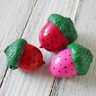 Strawberry Acorn Magnets at CraftsbyAmanda.com
