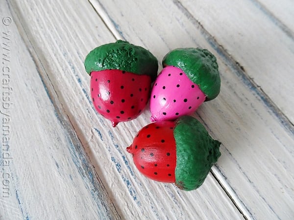 Strawberry Acorn Magnets from CraftsbyAmanda.com