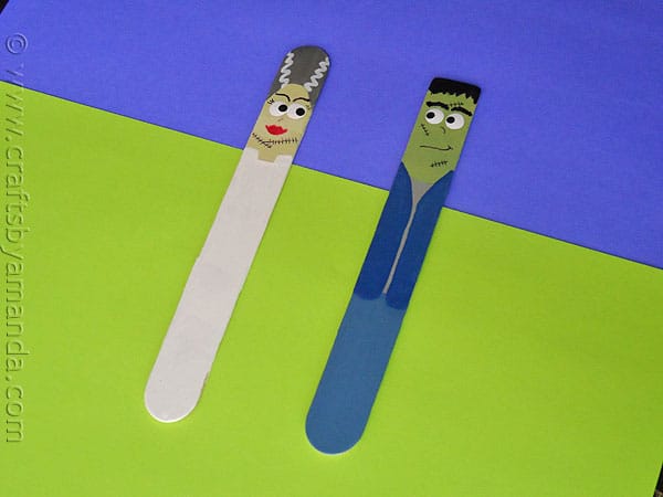 Craft Stick Frankenstein and Bride - CraftsbyAmanda.com