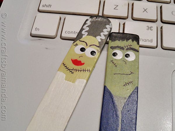 Craft Stick Frankenstein and Bride - CraftsbyAmanda.com