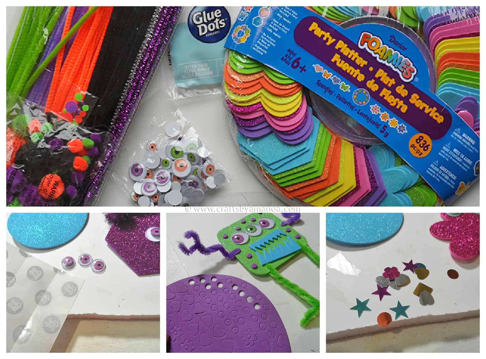 Glitter Foam Monsters Crafts by Amanda