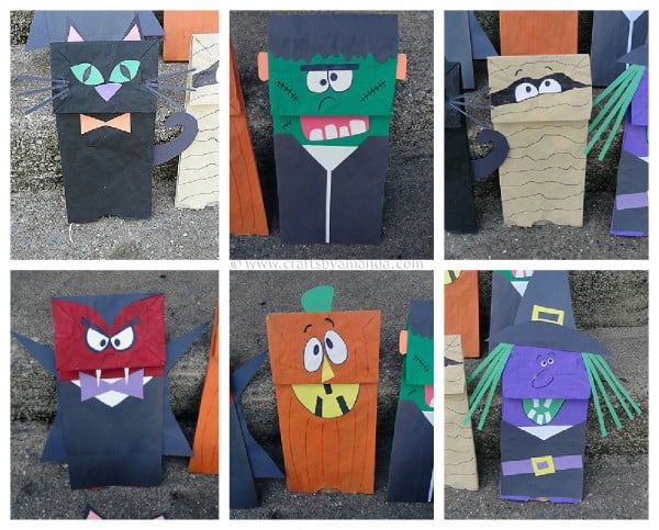 Halloween Craft: Paper Bag Puppets - CraftsbyAmanda.com