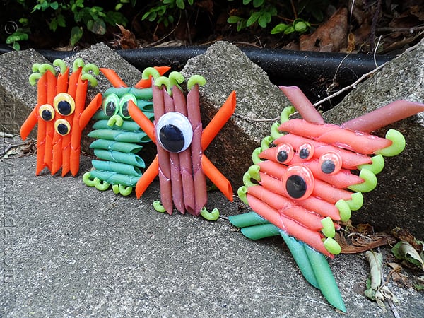 Colorful Pasta Monsters  by CraftsbyAmanda.com